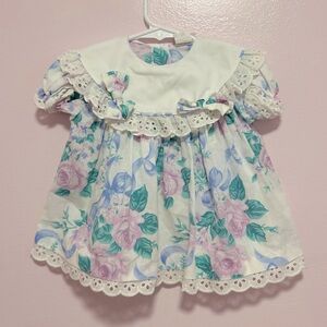 Vintage Bryan Frilly Floral Dress Made in the USA Sz 12 Mo
